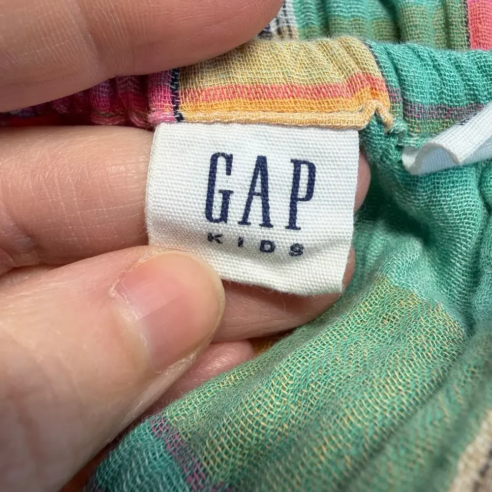 Gap Girls Tiered Midi Sundress Sleeveless Pastel Plaid Lagoon Print Pink Green